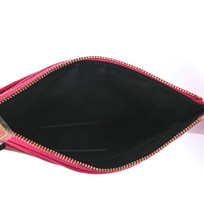 Saint Laurent Grain De Poudre Chevron Monogram Bill Pouch Bright Pink 4 of 4