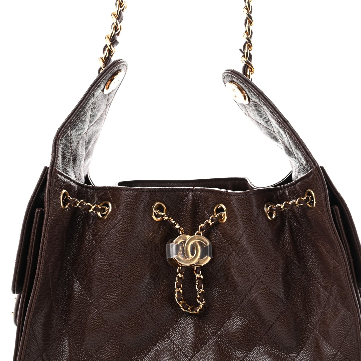 Caviar Quilted Small Chanel 25 Handbag Dark Brown