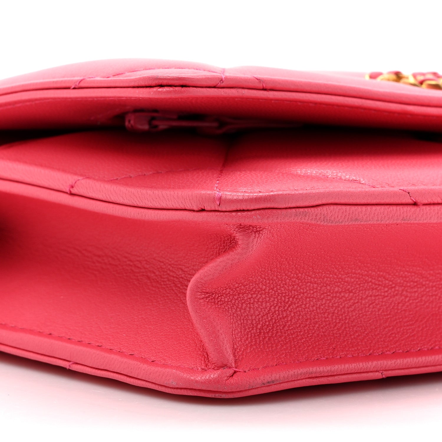Chanel Lambskin Quilted Chanel 19 Wallet On Chain WOC Dark Pink 11 of 15