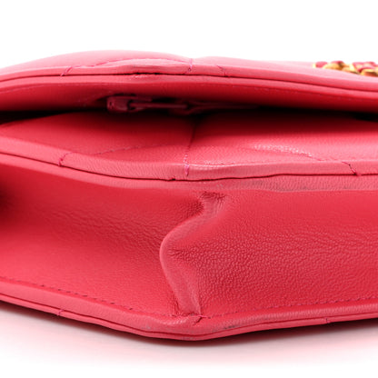 Chanel Lambskin Quilted Chanel 19 Wallet On Chain WOC Dark Pink 11 of 15