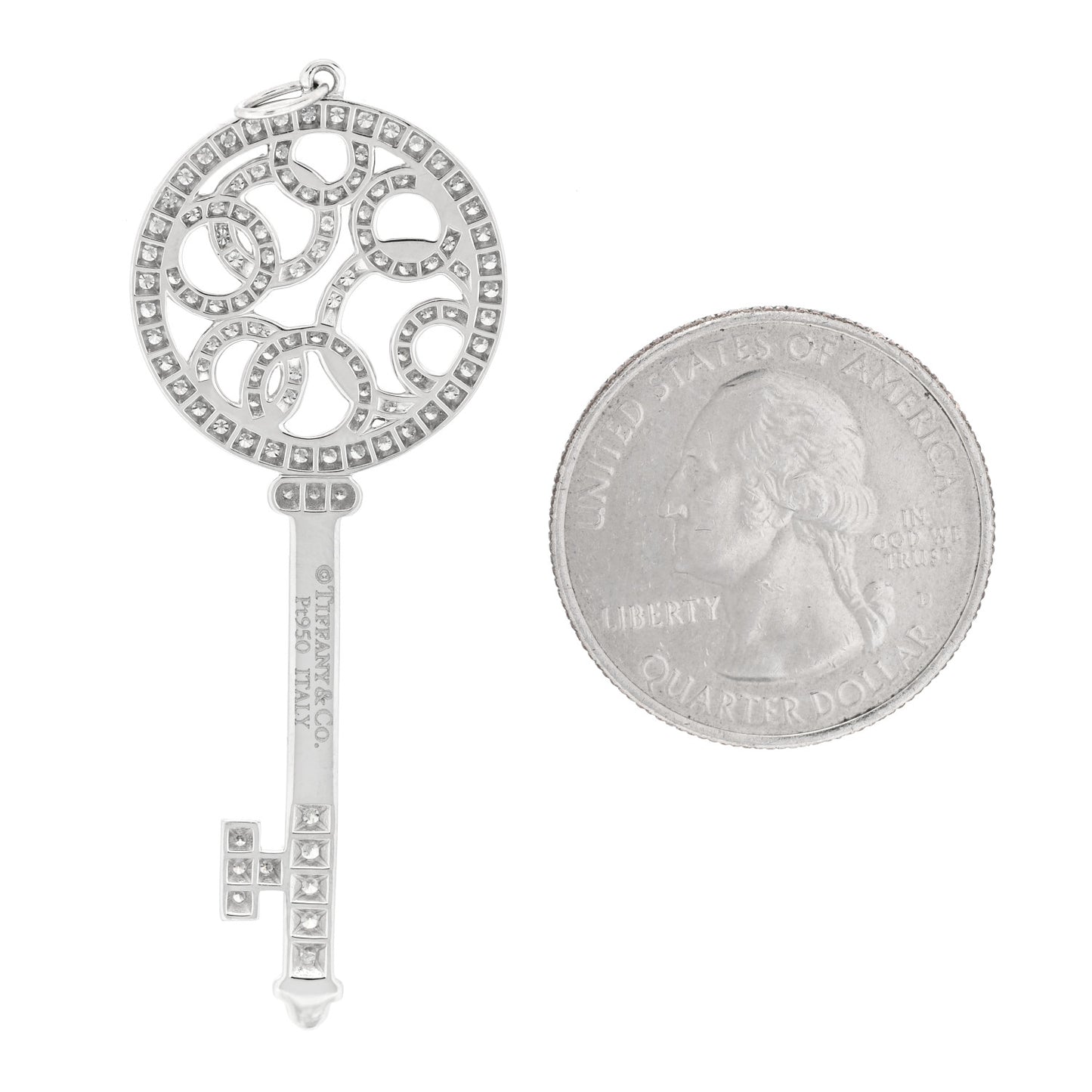 Platinum Diamond Bubbles Key Pendant
