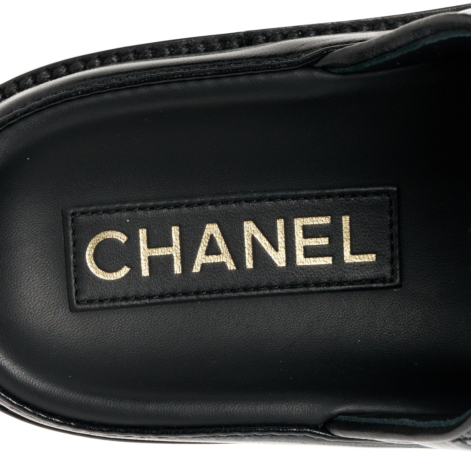 Chanel Lambskin Quilted Velcro Dad Chain CC Slide Sandals 38.5 Black 8 of 9