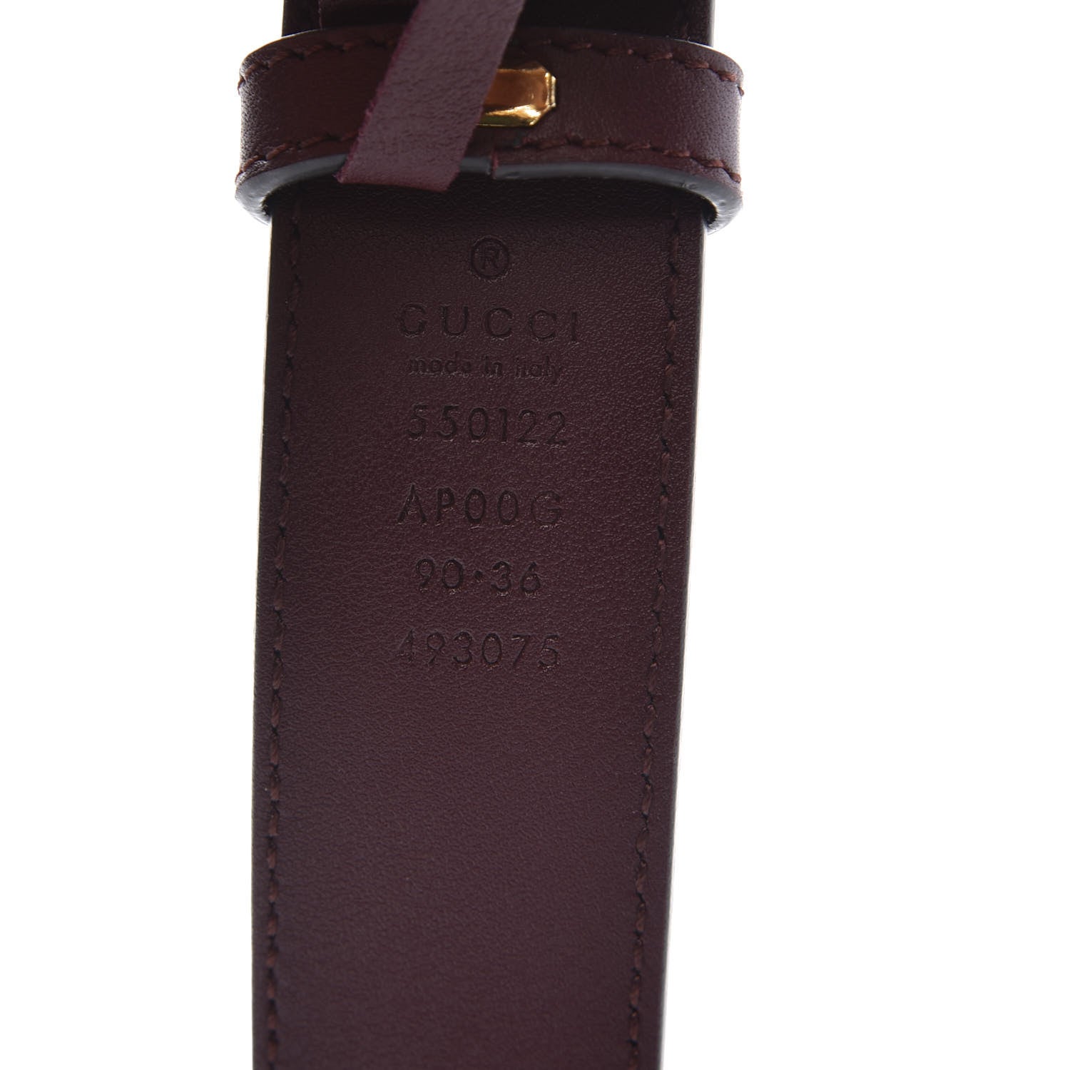 Gucci Calfskin Zumi 30mm Belt 90 36 Vintage Bordeaux 6 of 6