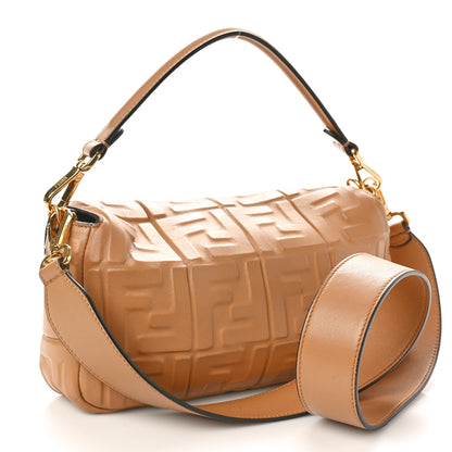 Fendi Nappa FF 1974 Embossed Baguette Miele Scuro 2 of 9