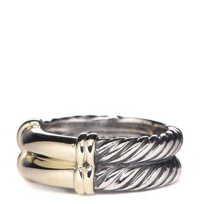 David Yurman Sterling Silver 14K Yellow Gold Cable Band Ring 50 5.25 3 of 6