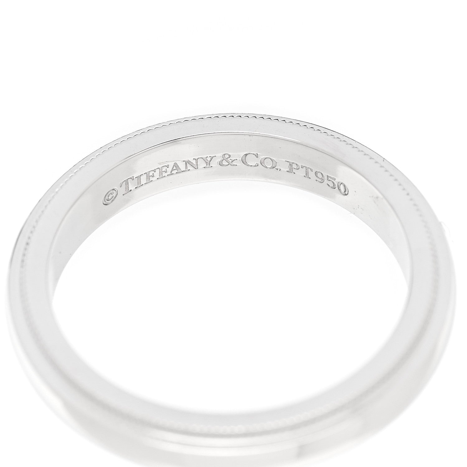 Tiffany Platinum 3mm Milgrain Wedding Band Ring 45 3.25 4 of 4