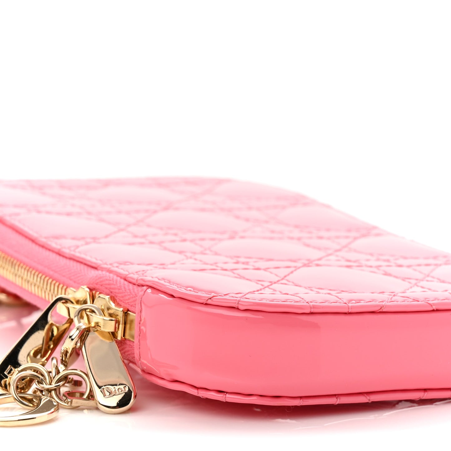 Patent Cannage Lady Dior Phone Holder Pink