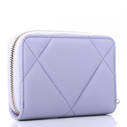 Chanel Lambskin Quilted Chanel 19 Zip Around Coin Purse Wallet Light Purple 3 of 7