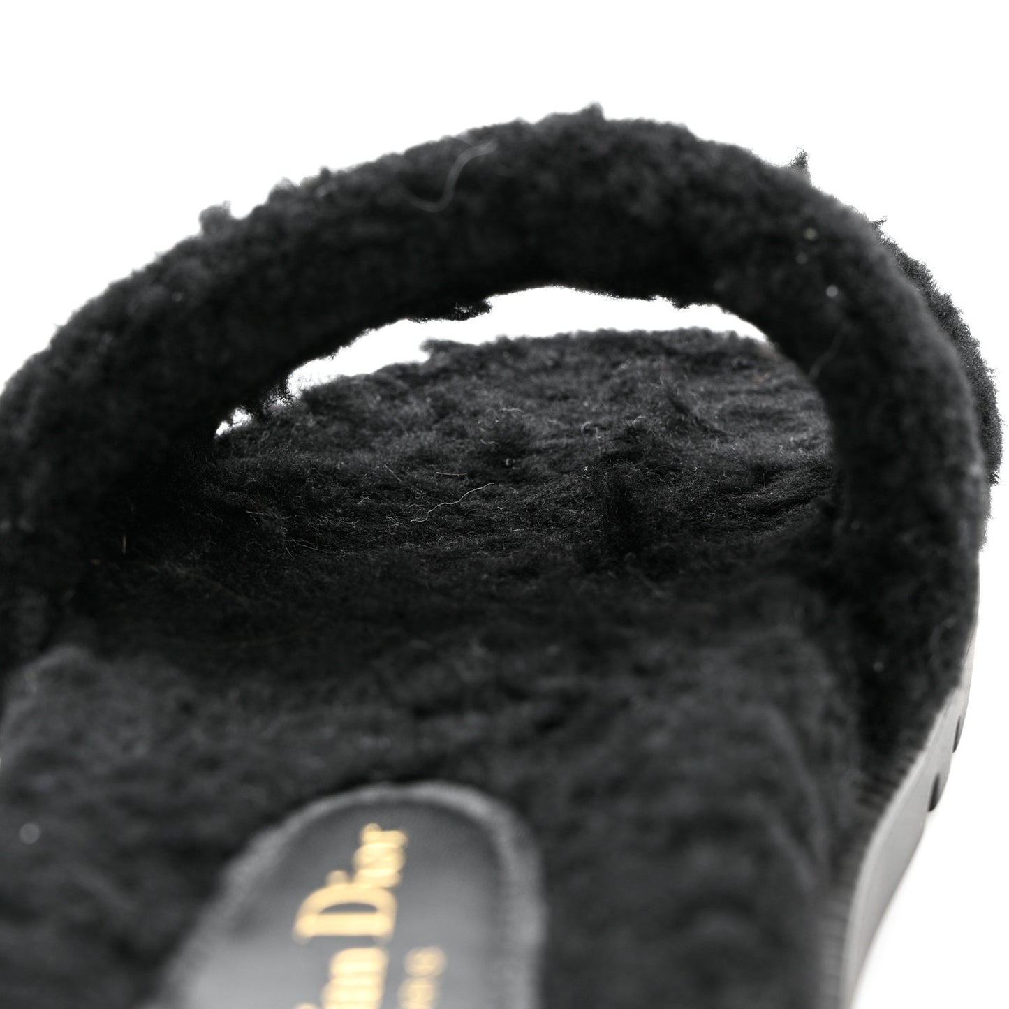Shearling Canvas Lurex Embroidered Dway 10mm Slide Sandals 40 Black Natural