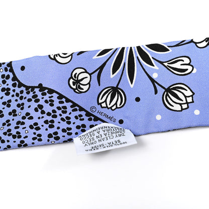 Hermes Silk Les Leopards Twilly Lavande Black White 3 of 4