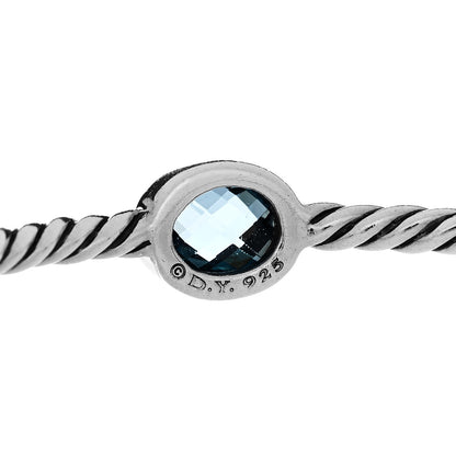 David Yurman Sterling Silver Blue Topaz 3mm 4 Station Bangle Bracelet 3 of 3