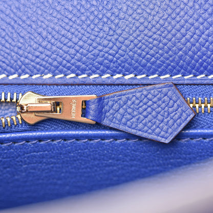 Hermes Epsom Horseshoe Kelly Sellier 28 Bleu Electrique Craie 29 of 35