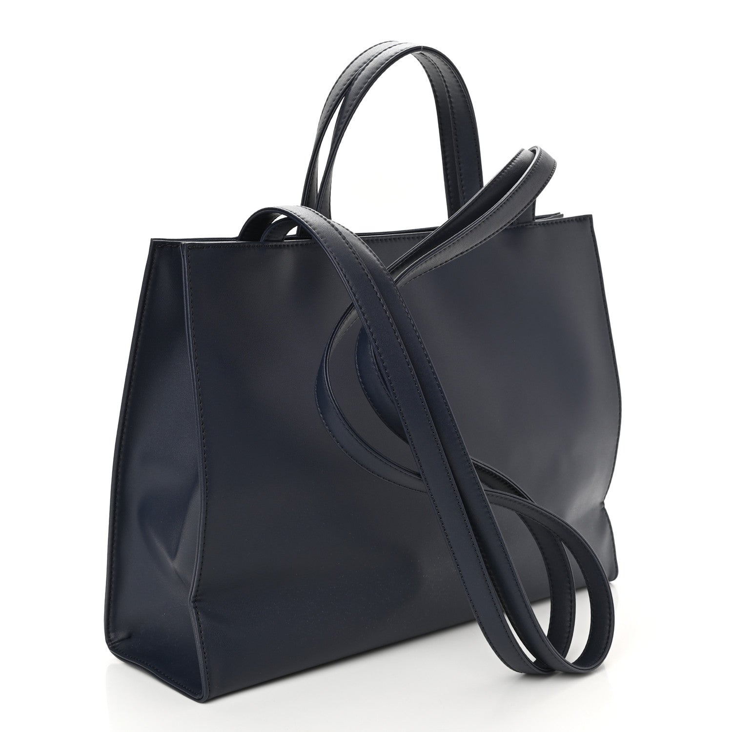 Telfar Vegan Leather Medium Shopping Bag Navy 3 of 10