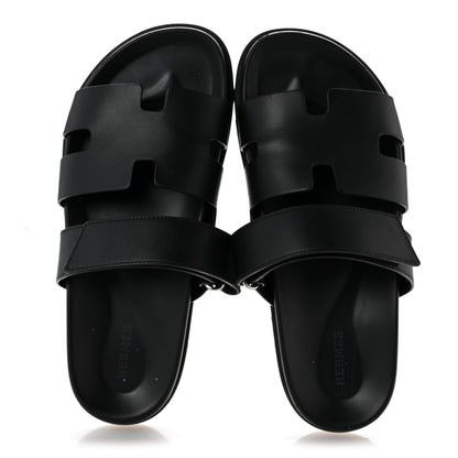 Hermes Calfskin Womens Chypre Sandals 40 Black 2 of 9