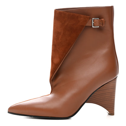 Hermes Suede Goatskin Calfskin Hanae 85 Ankle Boots 37.5 Gold 1 of 12