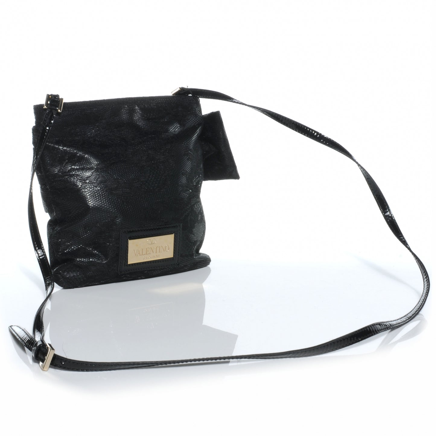 Lace Bow Crossbody Bag Black