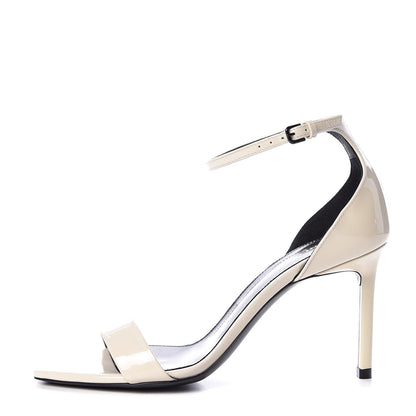Saint Laurent Patent Calfskin Amber 85 Ankle Strap Sandals 35 Neutro 1 of 8
