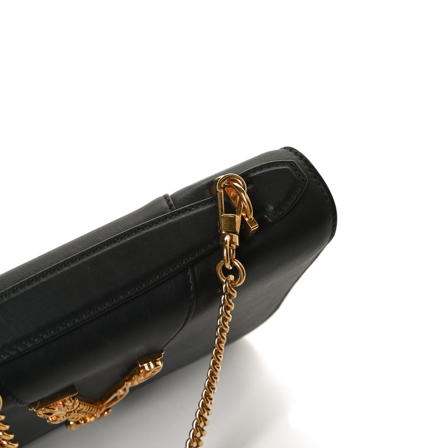 Versace Vitello Barocco Virtus Top Handle Shoulder Bag Black 8 of 17