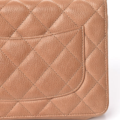 Chanel Letter Calfskin Embossed Quilted Wallet On Chain WOC Beige 9 of 15