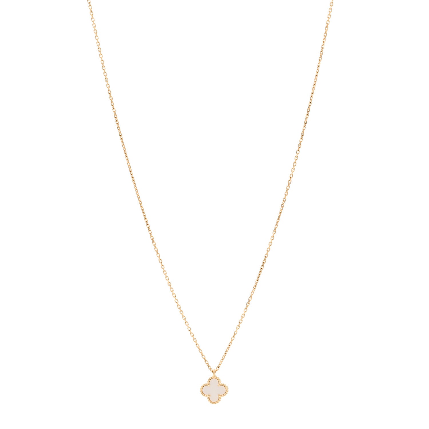 Van Cleef & Arpels 18K Yellow Gold Mother of Pearl Sweet Alhambra Pendant Necklace 1 of 5