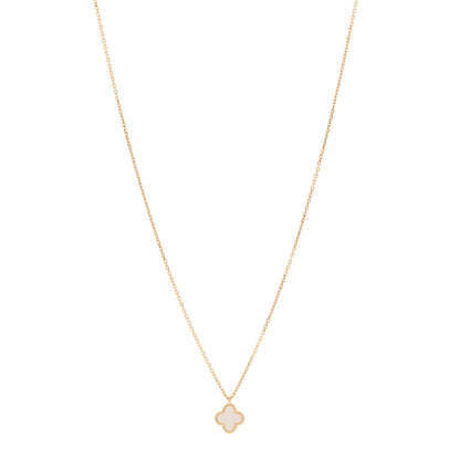 Van Cleef & Arpels 18K Yellow Gold Mother of Pearl Sweet Alhambra Pendant Necklace 1 of 5