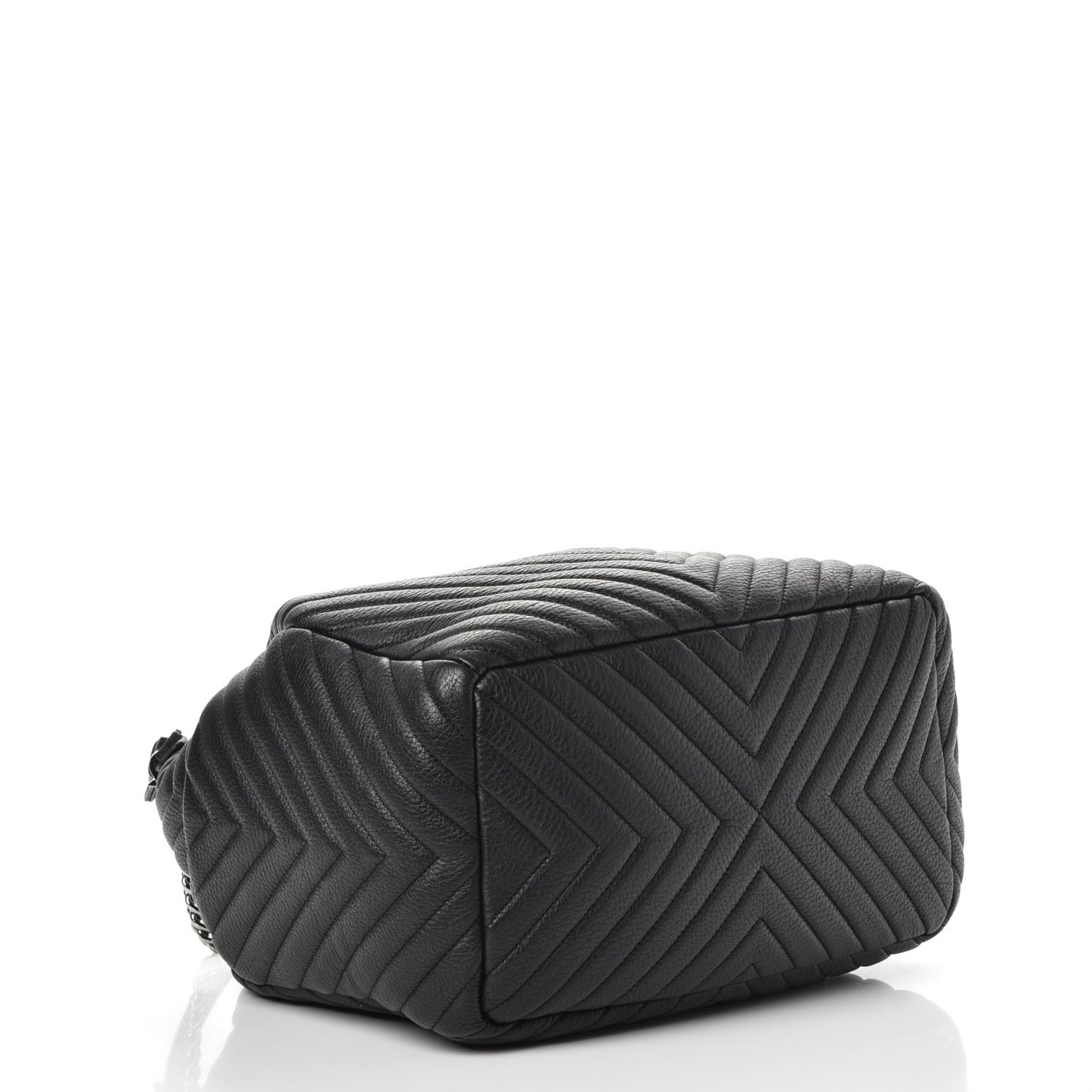 Deerskin Chevron Large CC Chain Bucket Drawstring Bag Black