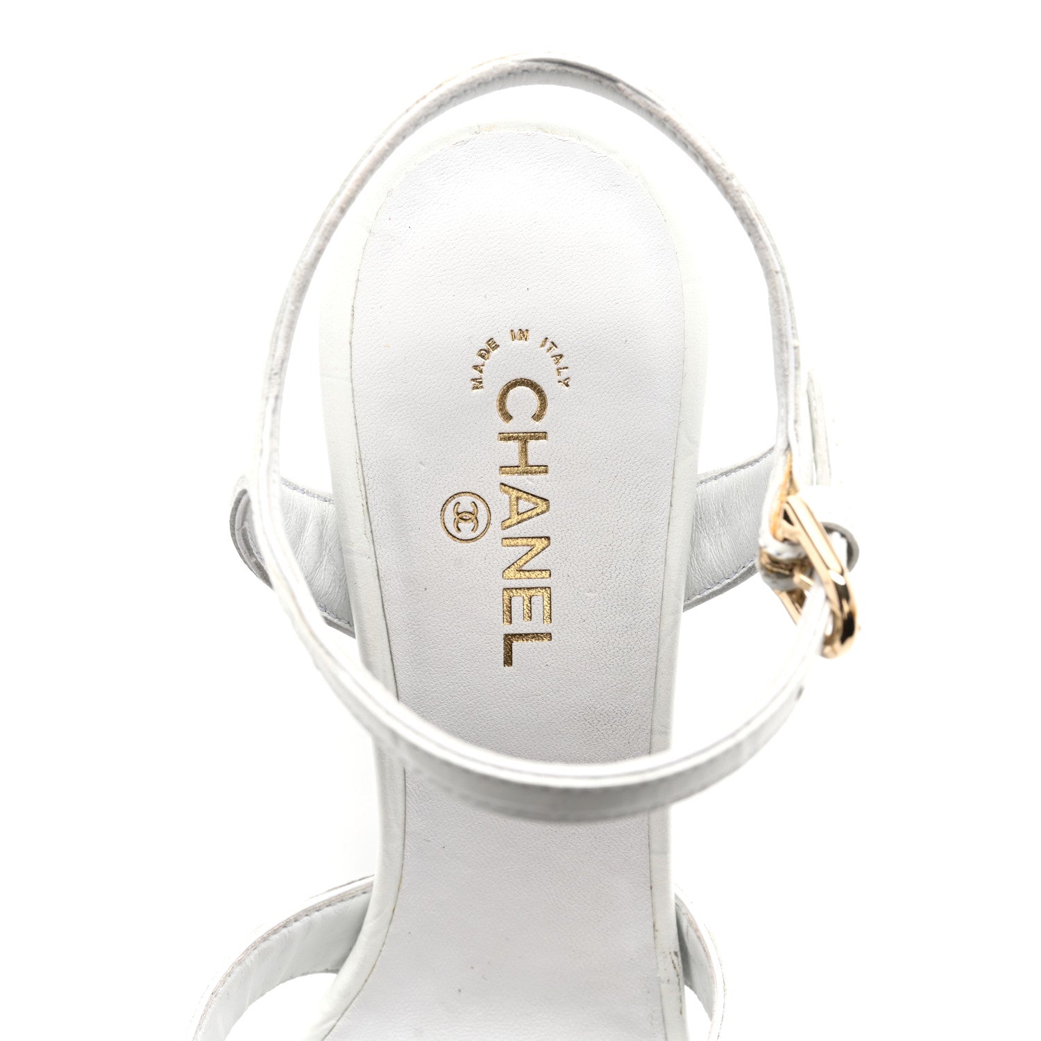 Chanel Calfskin Crocodile Embossed Sandals 37.5 White 7 of 13