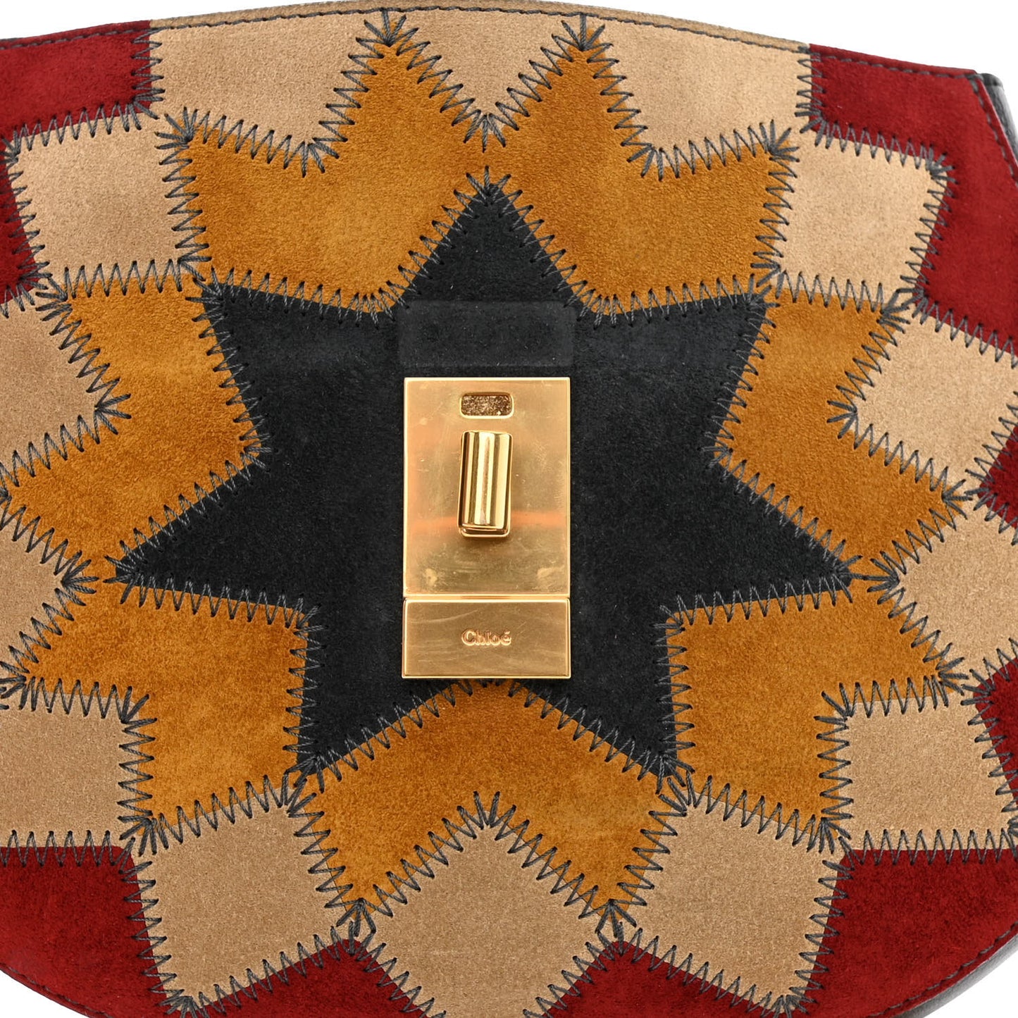 Suede Calfskin Wonder Woman Patchwork Drew Shoulder Bag Black