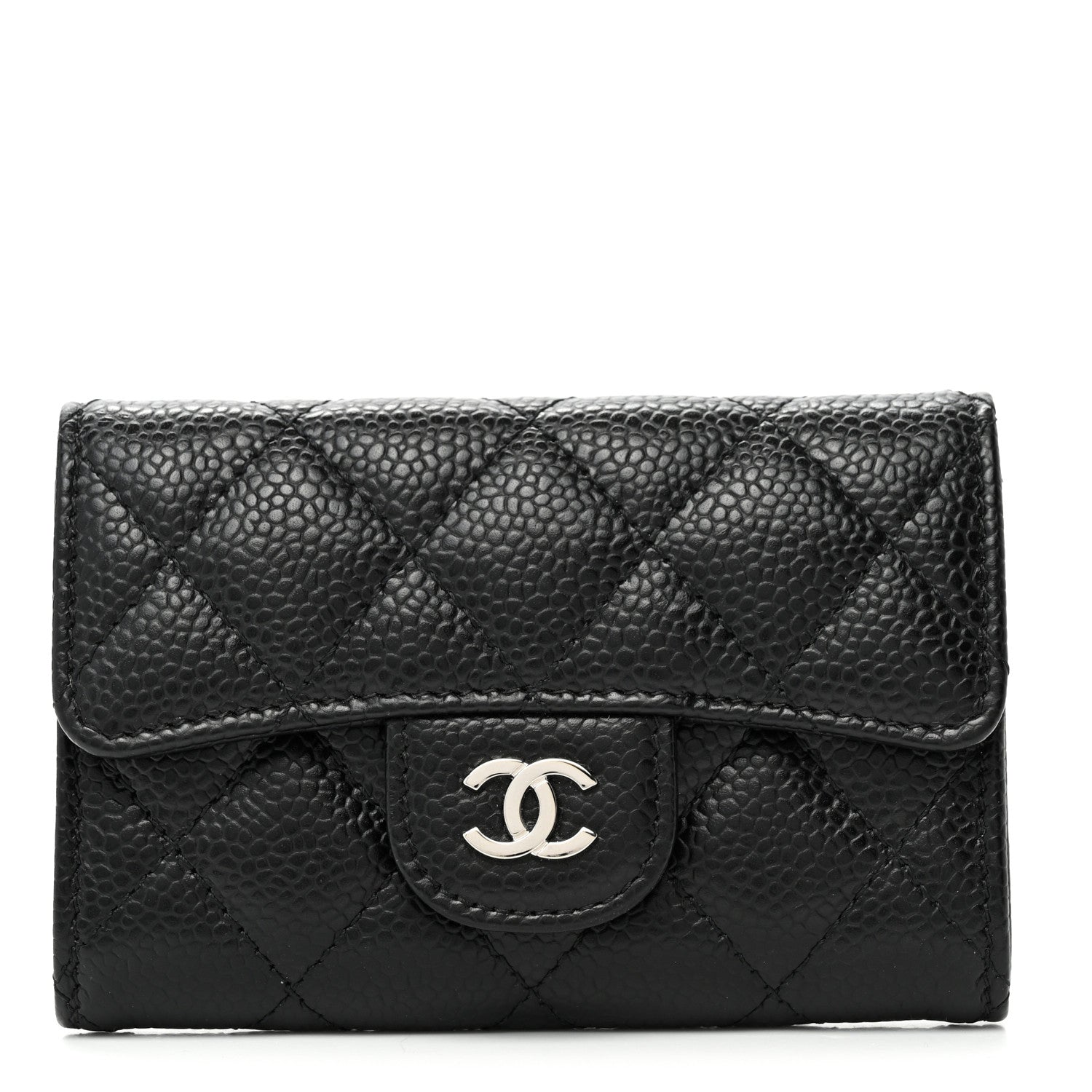 Chanel Caviar Quilted Flap Card Holder Wallet Black 1 of 8