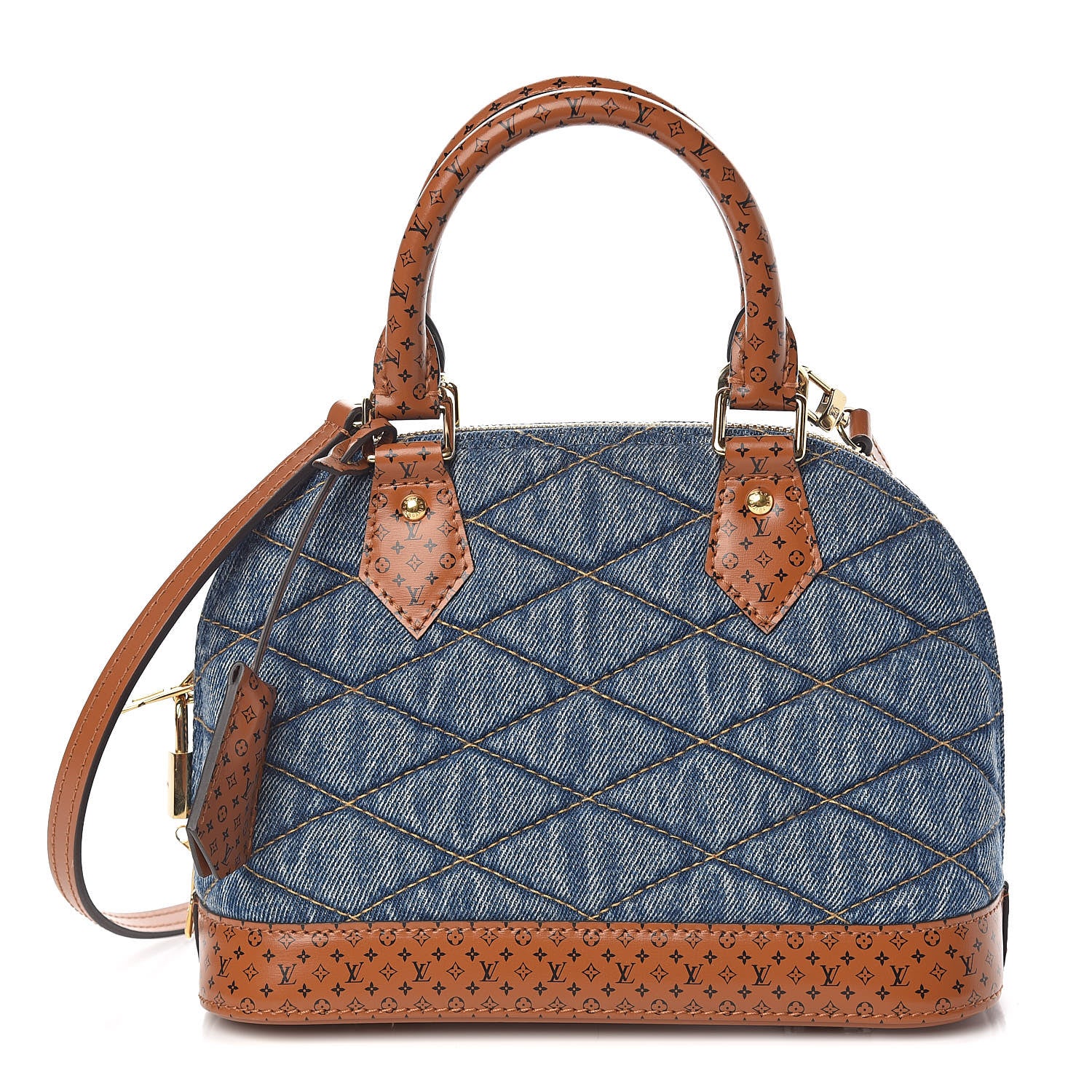 Louis Vuitton Denim Calfskin Reverse Monogram Malletage Alma BB Blue 1 of 11