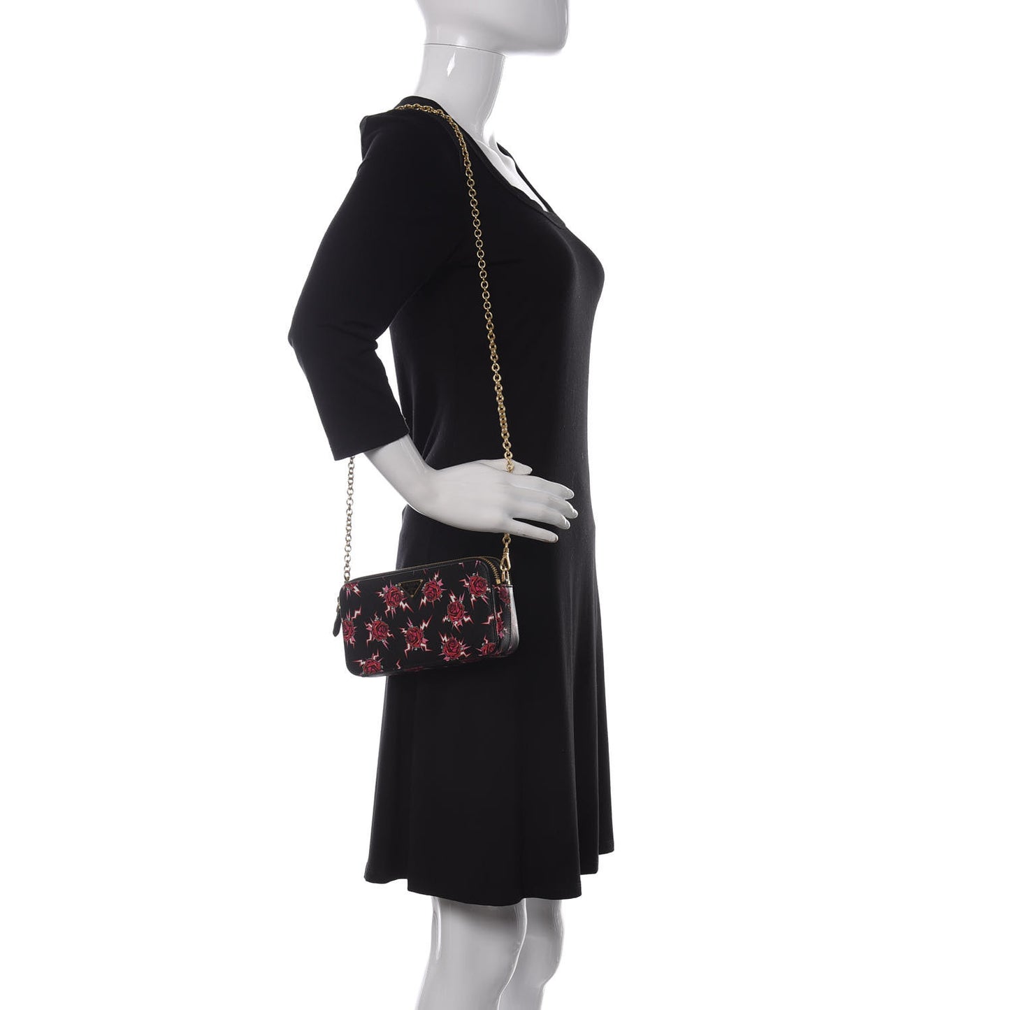 X UNIVERSAL STUDIOS Saffiano Frankenstein Rose Mini Double Zip Chain Crossbody Bag Lacca