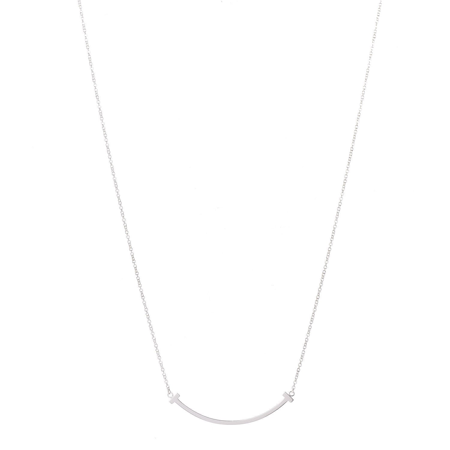 Tiffany Sterling Silver Small T Smile Pendant Necklace 1 of 6