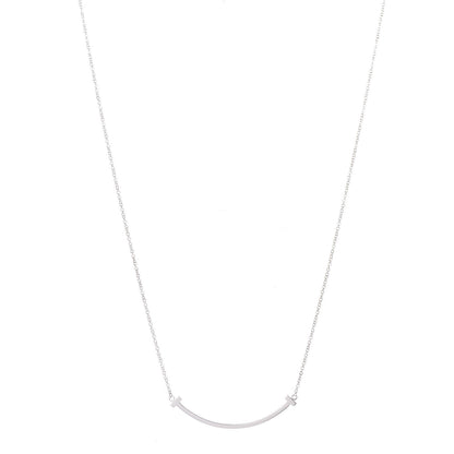 Tiffany Sterling Silver Small T Smile Pendant Necklace 1 of 6