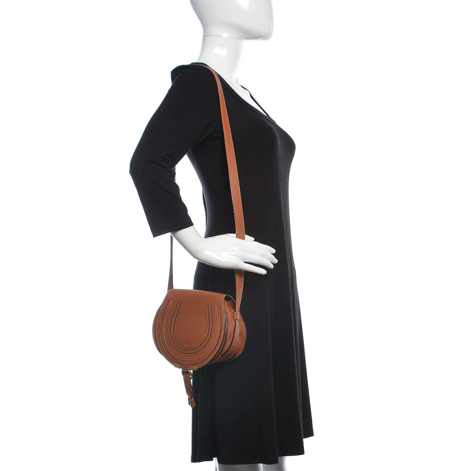 Chloe Calfskin Mini Marcie Round Crossbody Bag Tan 2 of 11
