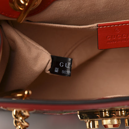 Gucci GG Supreme Monogram Apple Small Padlock Tote Beige Multicolor Lobster Red 7 of 10