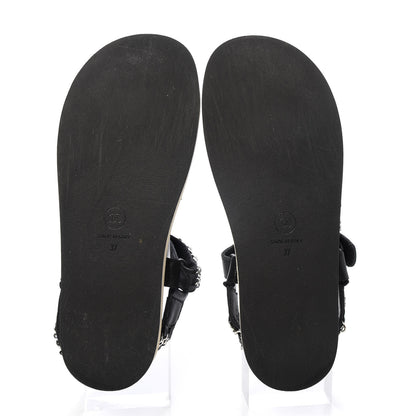Chanel Lambskin Chain Sandals 37 Black 5 of 9