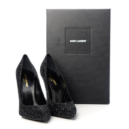 Saint Laurent Glitter Era Pumps 39.5 Black Silver 11 of 11