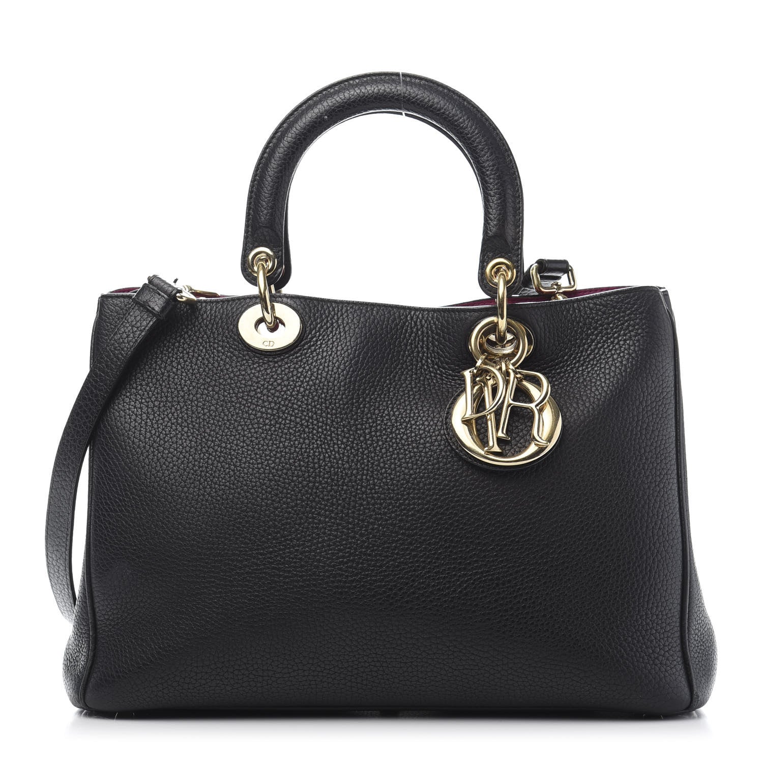 Christian Dior Bullcalf Small Diorissimo Tote Black Rose Indien 1 of 16