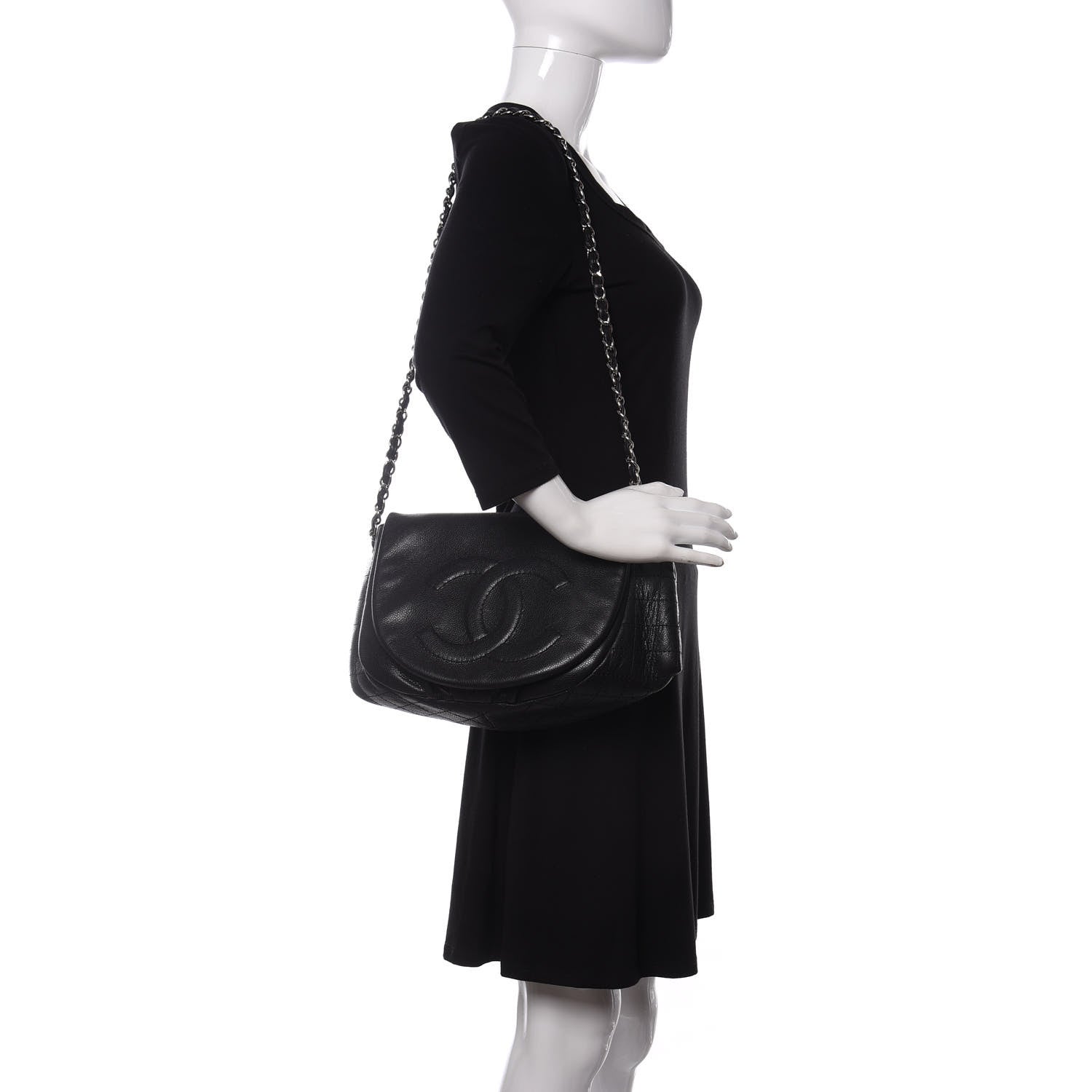 Chanel Caviar Half Moon Large Flap Black 2 of 10