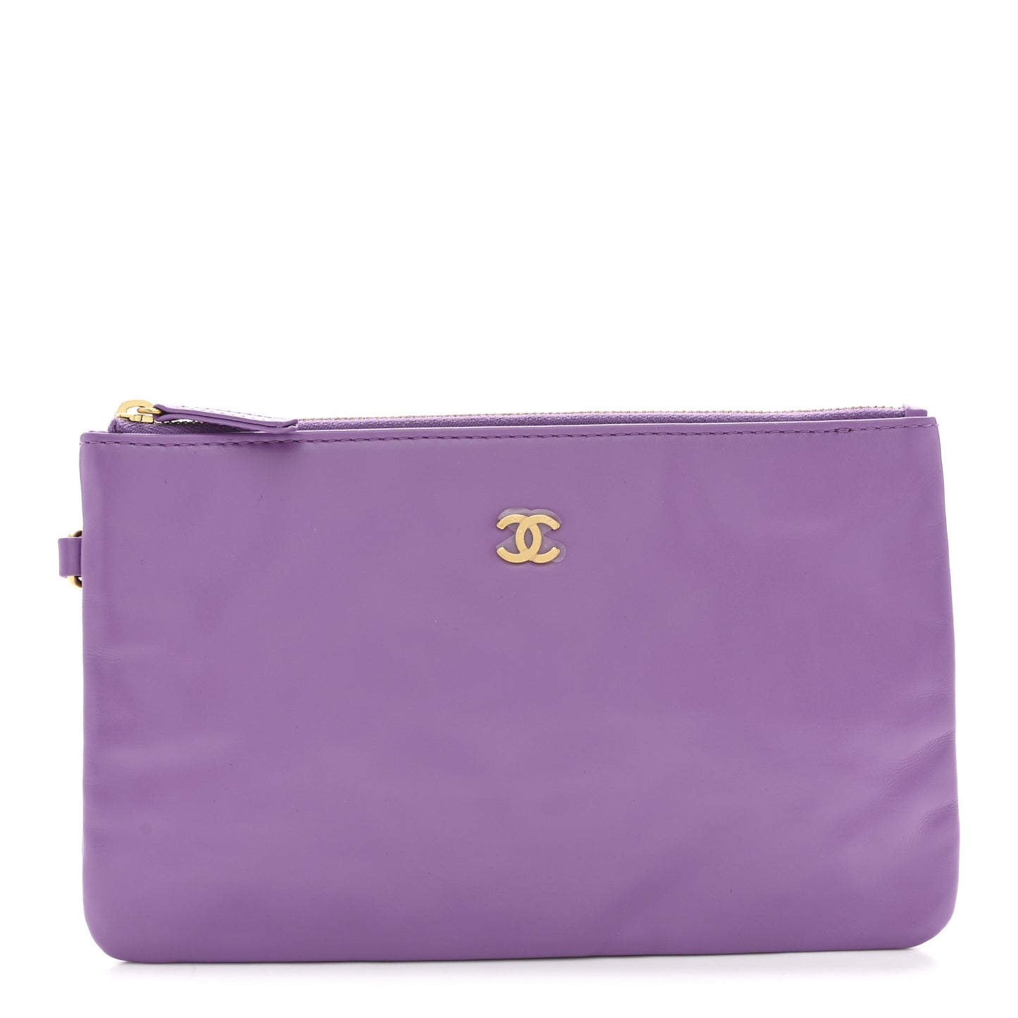 Shiny Calfskin Chanel 22 Removable Pouch Purple