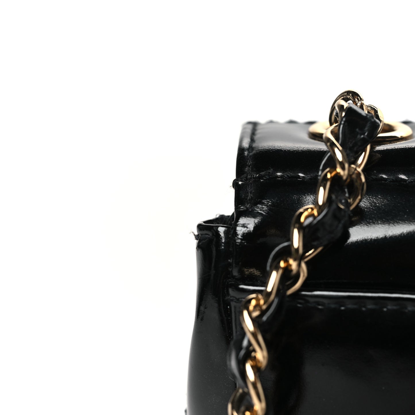 Patent Quilted Mini Chocolate Bar Flap Black