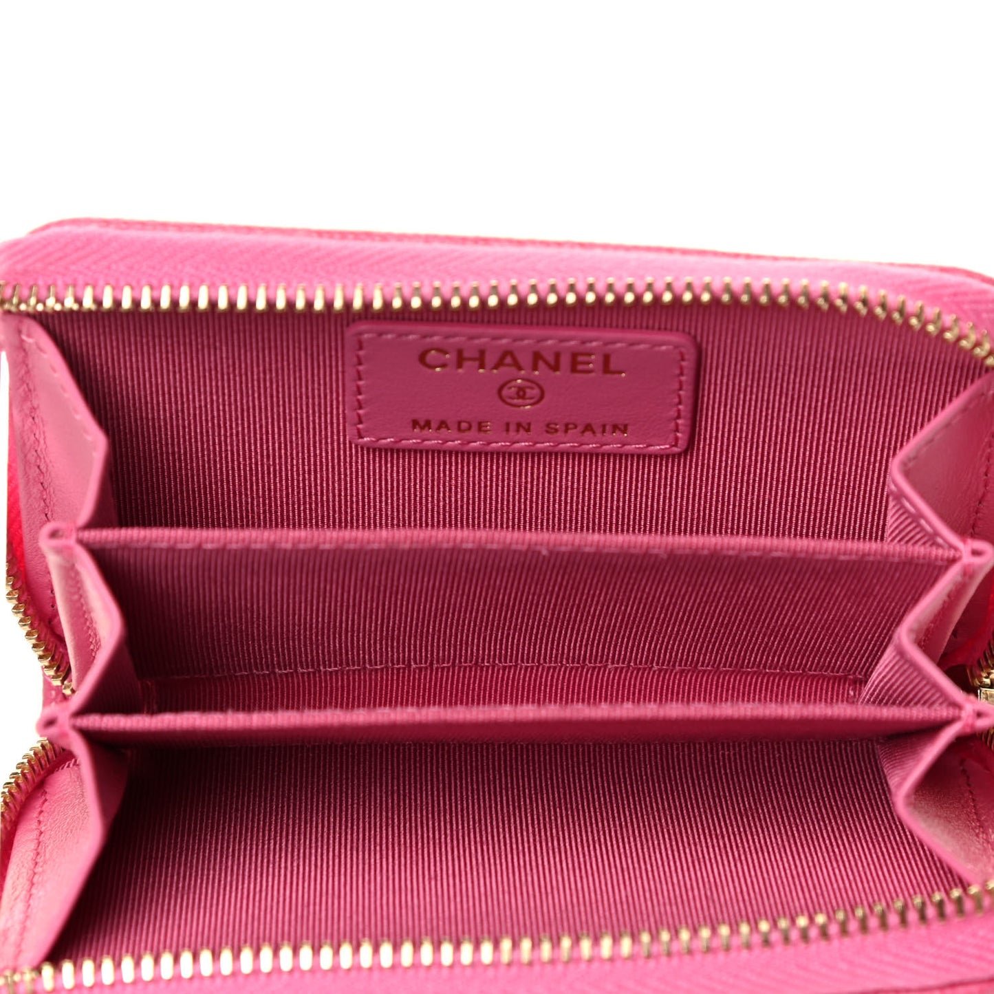 Caviar Quilted Zip Coin Purse Pink