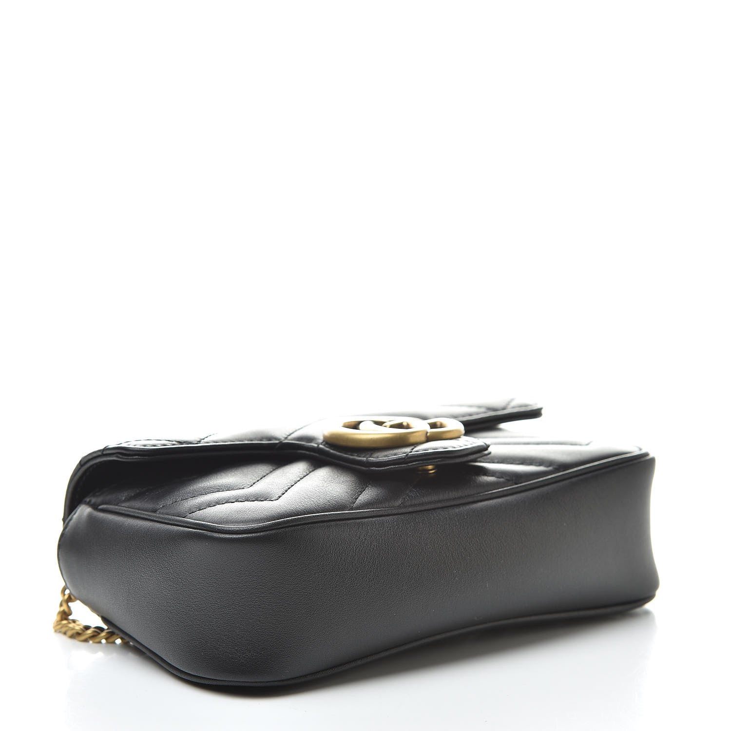 Gucci Calfskin Matelasse Super Mini GG Marmont Shoulder Bag Black 4 of 12