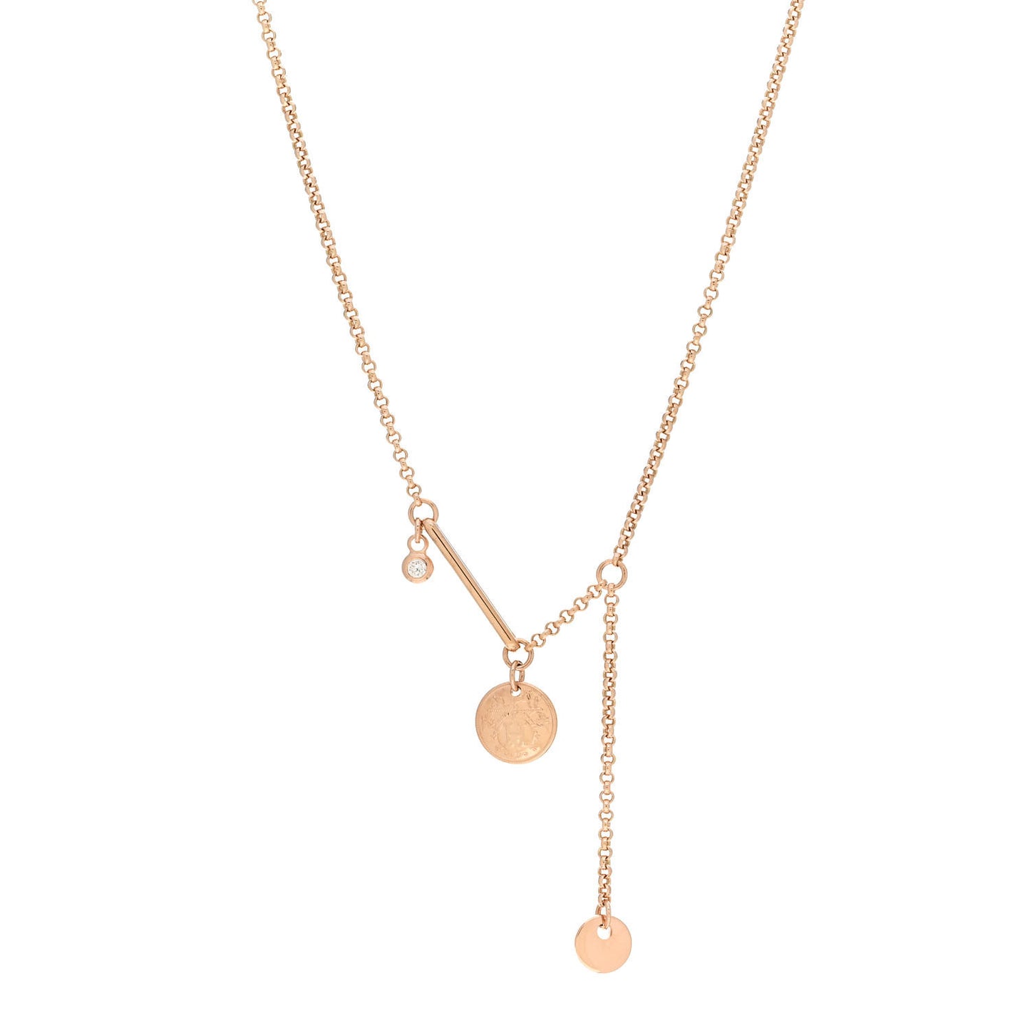 18K Rose Gold Diamond PM Ex-Libris Pendant Necklace