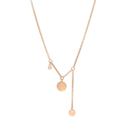 Hermes 18K Rose Gold Diamond PM Ex-Libris Pendant Necklace 1 of 5