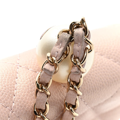 Chanel Iridescent Caviar Quilted Pearl On Top Coin Purse With Chain Light Pink 12 of 13
