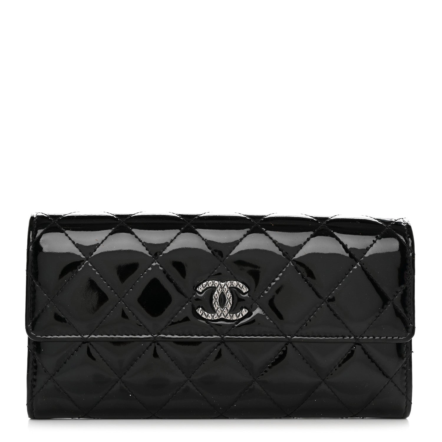 Chanel Patent Quilted Large Brilliant Flap Wallet Black 1 of 9
