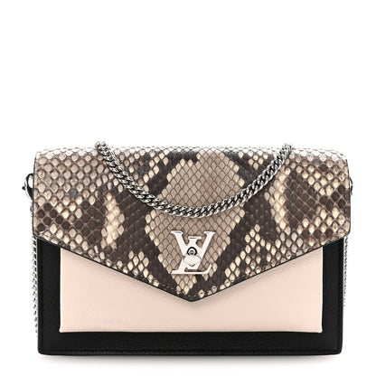 Louis Vuitton Soft Calfskin Snakeskin My Lockme Chain Bag Pochette Black 1 of 13