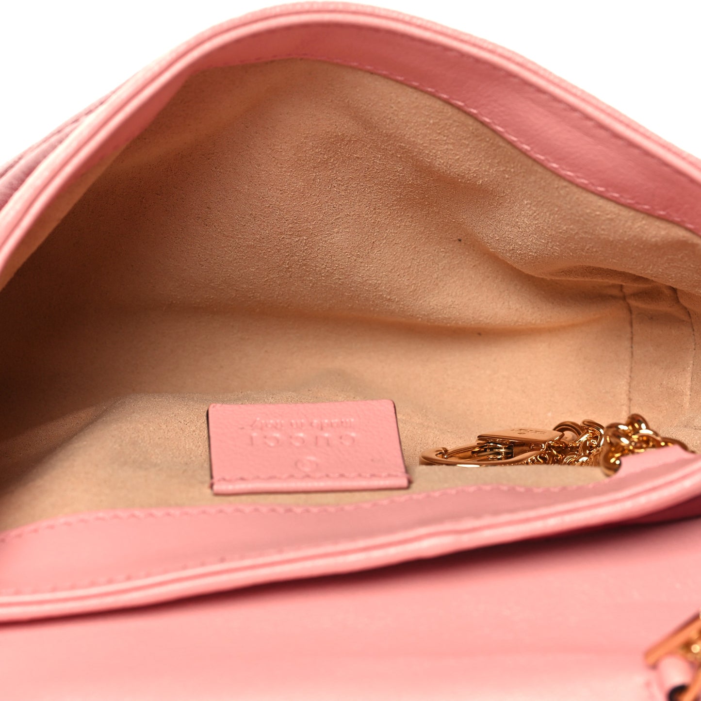 Azalea Calfskin Enamel Matelasse Diagonal Super Mini Torchon GG Marmont Shoulder Bag New Cherry Red Wild Rose