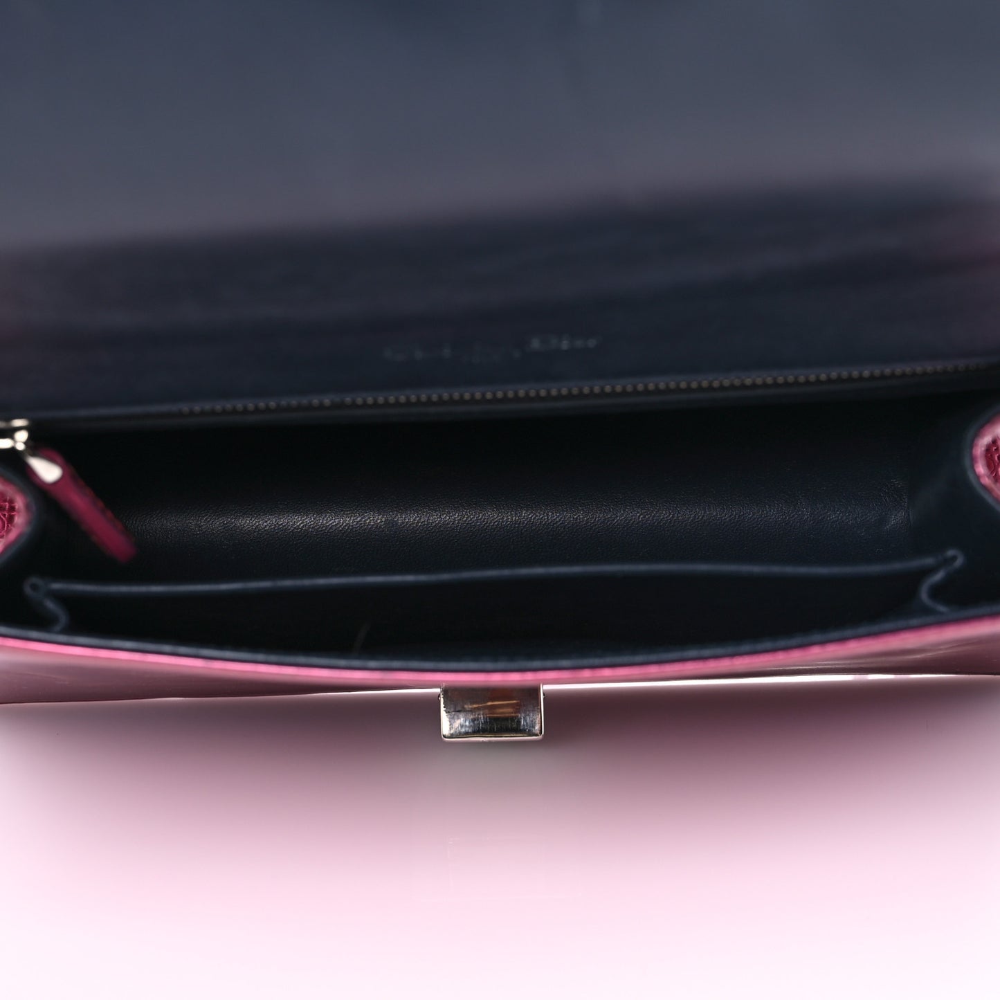 Metallic Patent Micro-Cannage Medium Diorama Flap Bag Pink